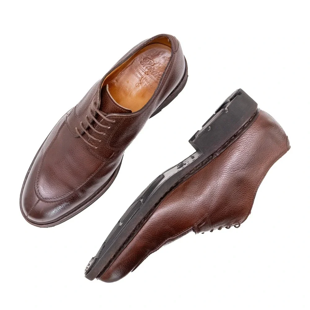 Paraboot Rousseau  Split Toe Lace Up Brown Grain Leather Derby Shoes Size US 8.5